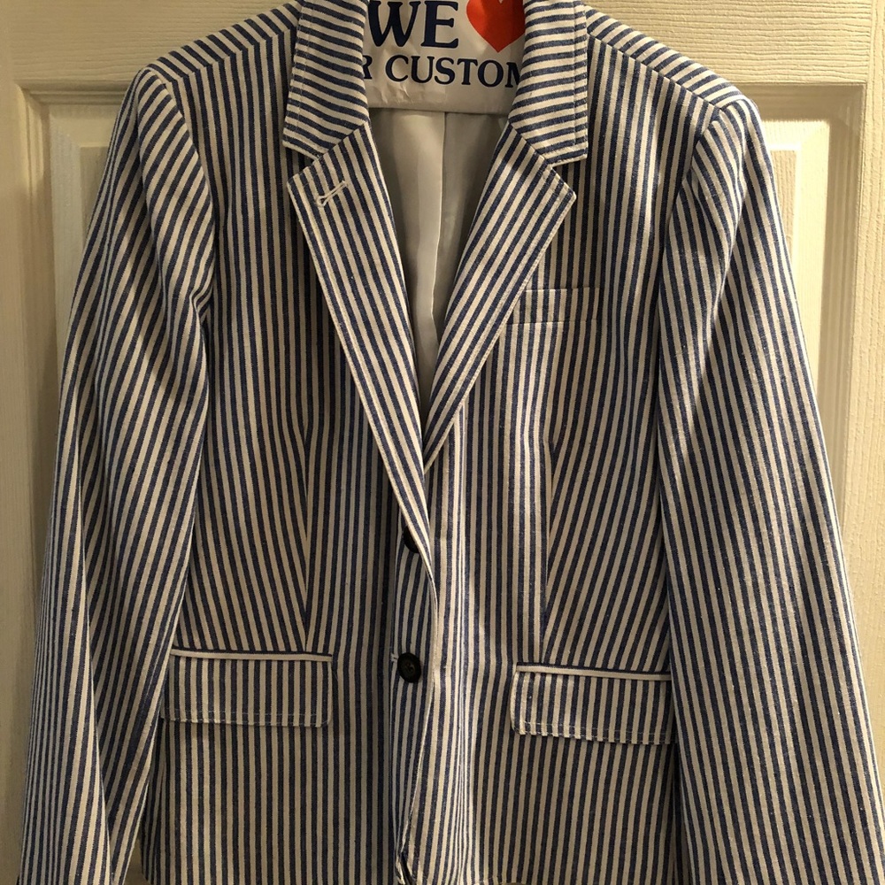 Blue/white striped linen blazer from Jcrew